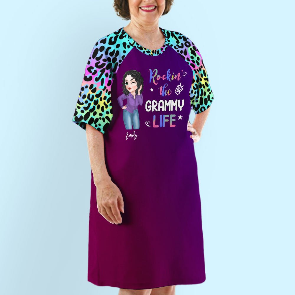 Leopard Grandma Life - Personalized Custom 3/4 Sleeve Dress