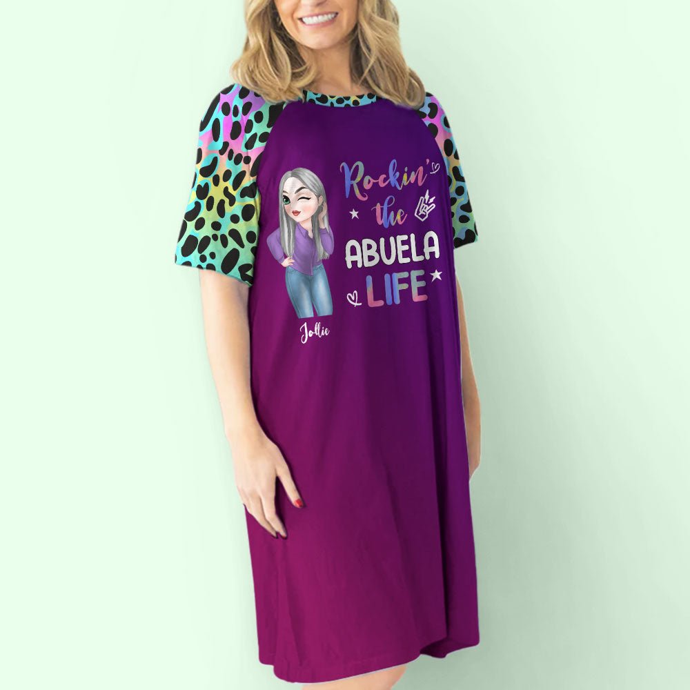 Leopard Grandma Life - Personalized Custom 3/4 Sleeve Dress