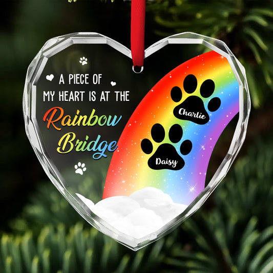 Piece Of Dog Mom Heart - Personalized Custom Glass Ornament