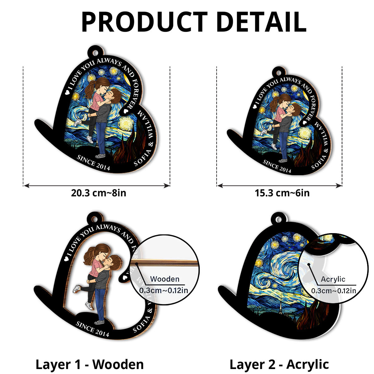 I Love You Always And Forever - Personalized Custom Suncatcher