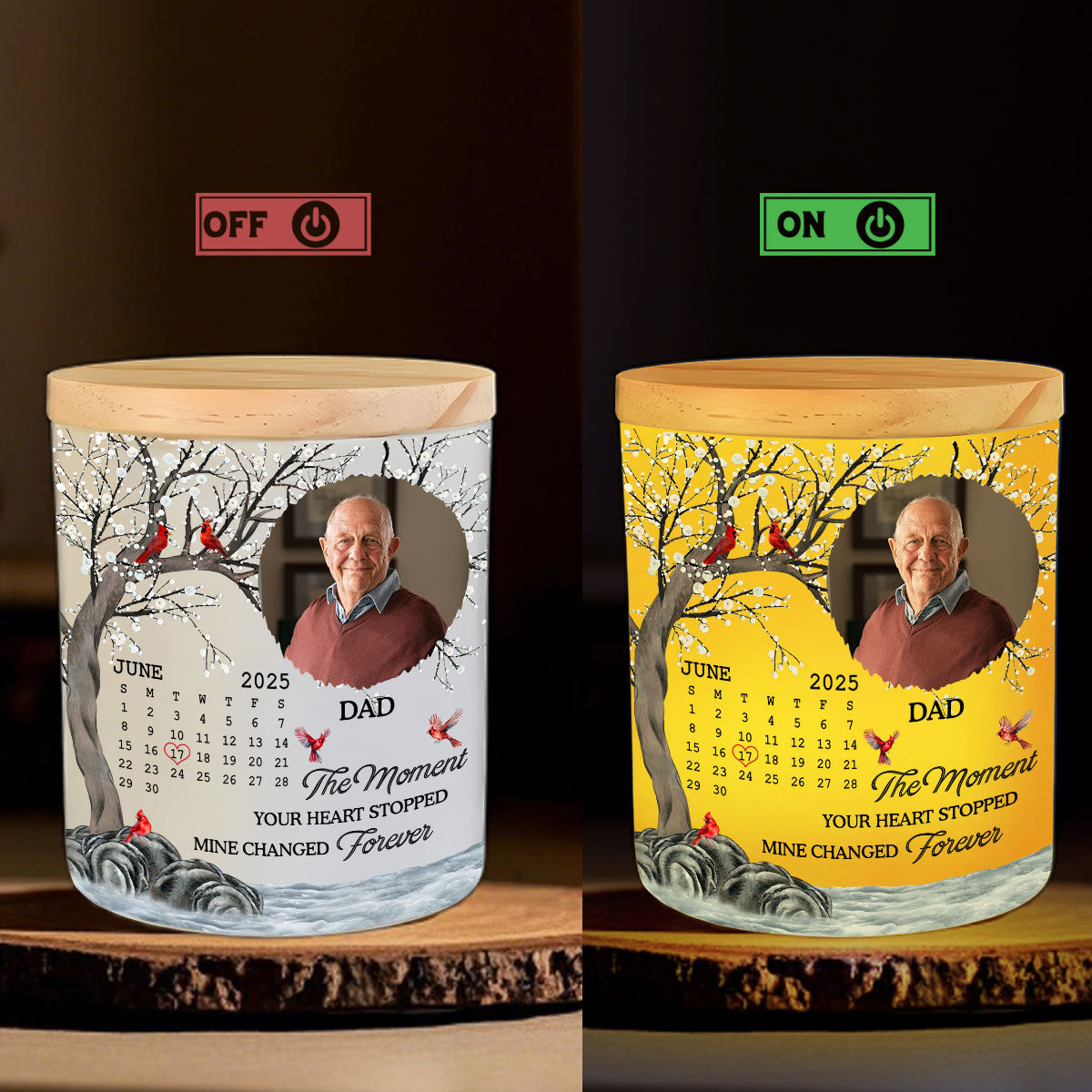 The Moment Your Heart Stopped Mine Changed Forever - Personalized Custom Glass Jar With LED Candle