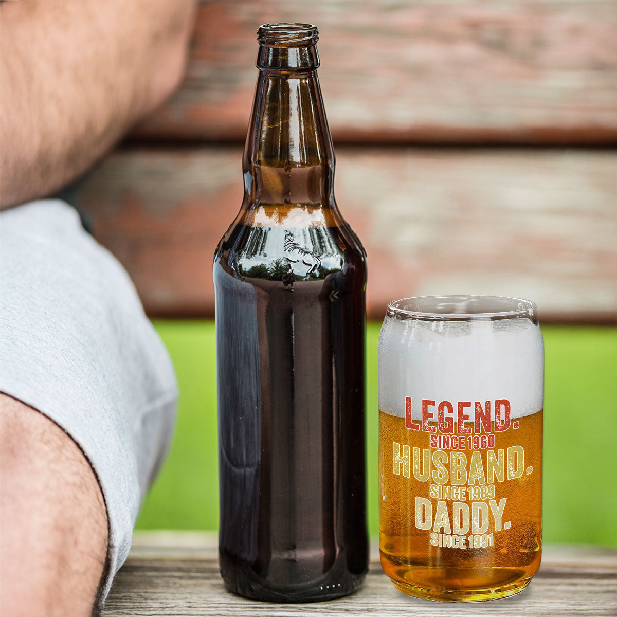Legend Husband Dad Papa - Personalized Custom Beer Can Glass