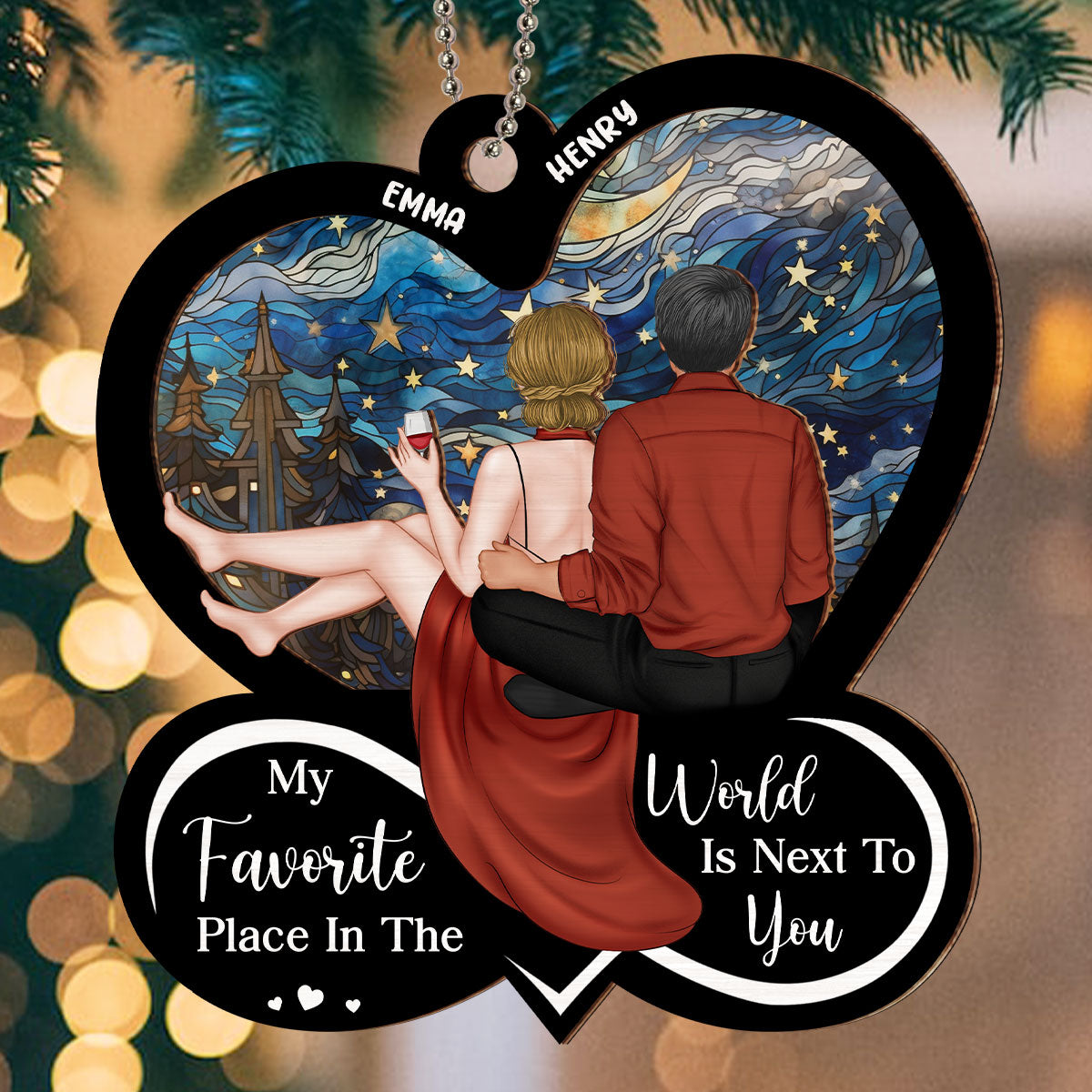 My Favorite Place Is Next To You - Personalized Custom Suncatcher Ornament