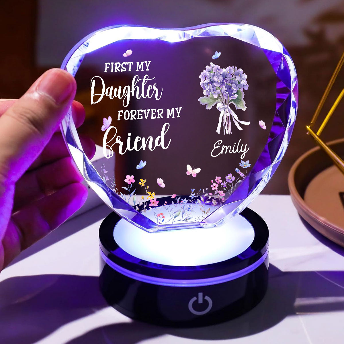 First My Daughter Forever My Friend - Personalized Custom Crystal Led Light