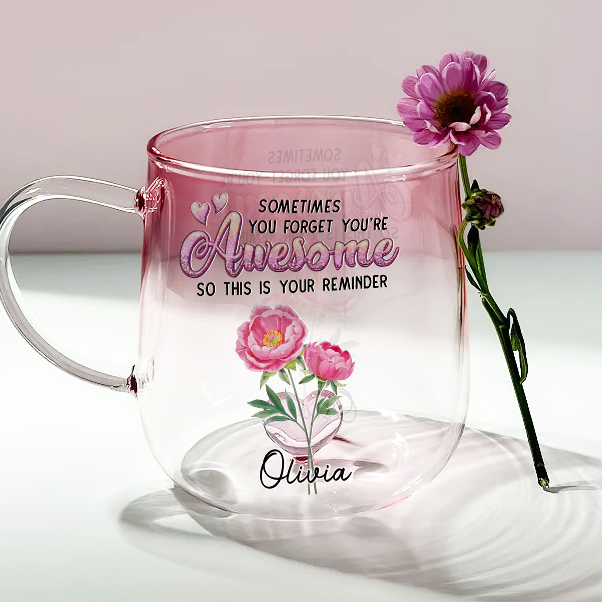 You Are Always Awesome - Personalized Custom Pink Gradient Glass Mug