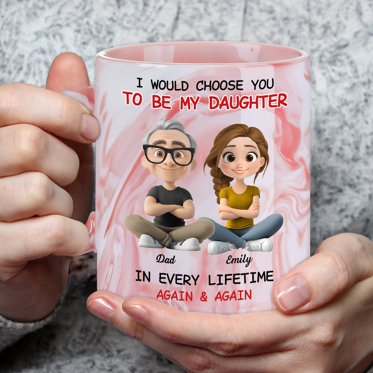 Always Choose You - Personalized Custom Pink Marble Mug