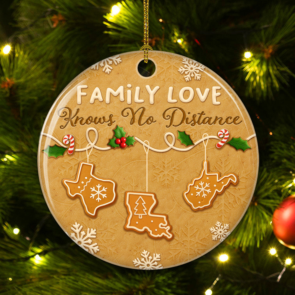 Family Love Know No Distance Cookies Style - Personalized Custom 3D Effect Ceramic Ornament