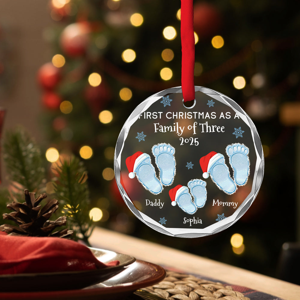Noel Family - Personalized Custom Glass Ornament