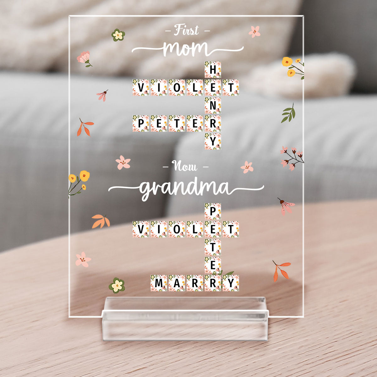 Crosswork First Mom Now Grandma - Personalized Custom Acrylic Plaque With Base