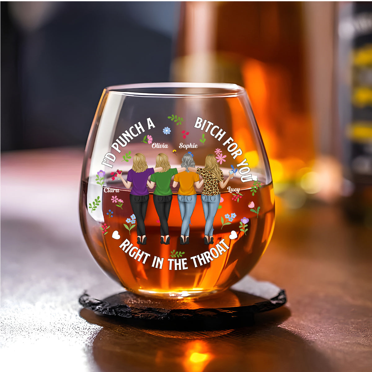 Punch Bitch Besties - Personalized Custom Wine Glass