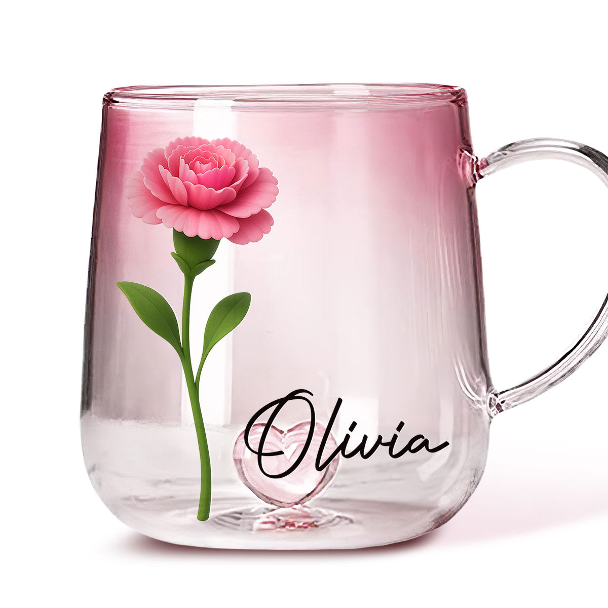 Friend Birth Month Flower - Personalized Custom Pink Gradient Glass Mug