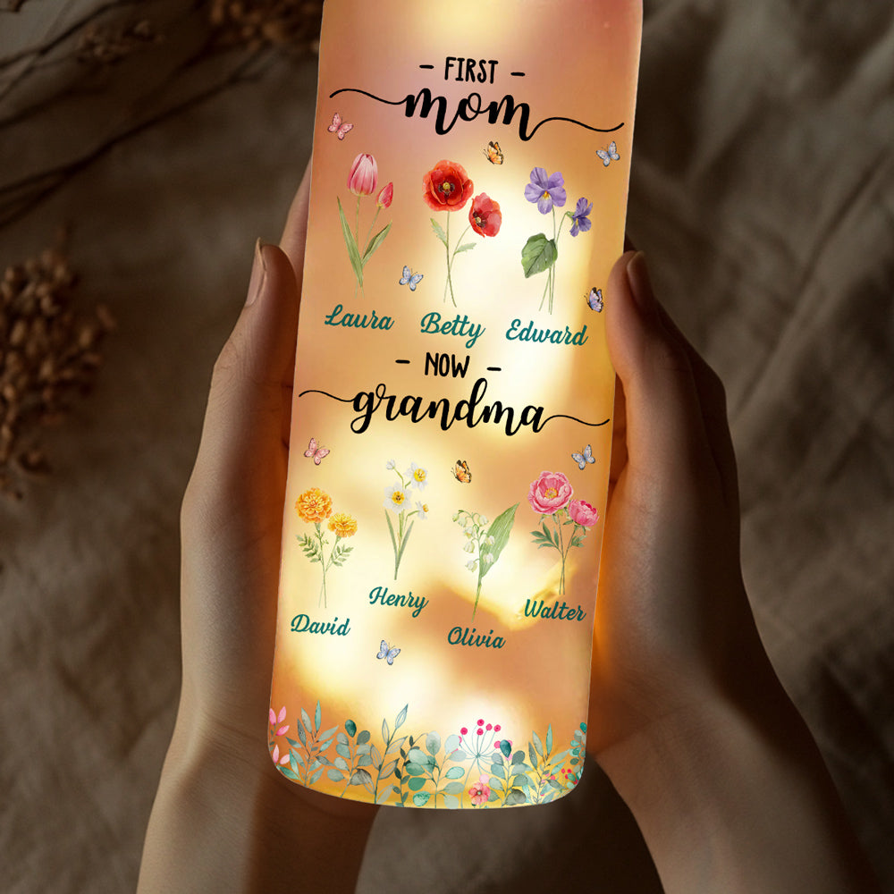 Flower Birth Month Garden Grandma - Personalized Custom Bottle Lamp