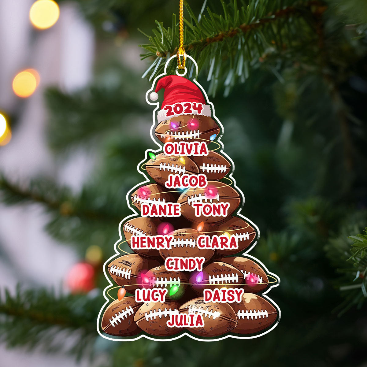 Family Football Team Christmas - Personalized Custom Acrylic Ornament