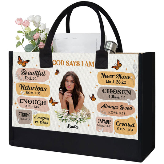 God Say I Am Photo - Personalized Custom Canvas Tote Bag