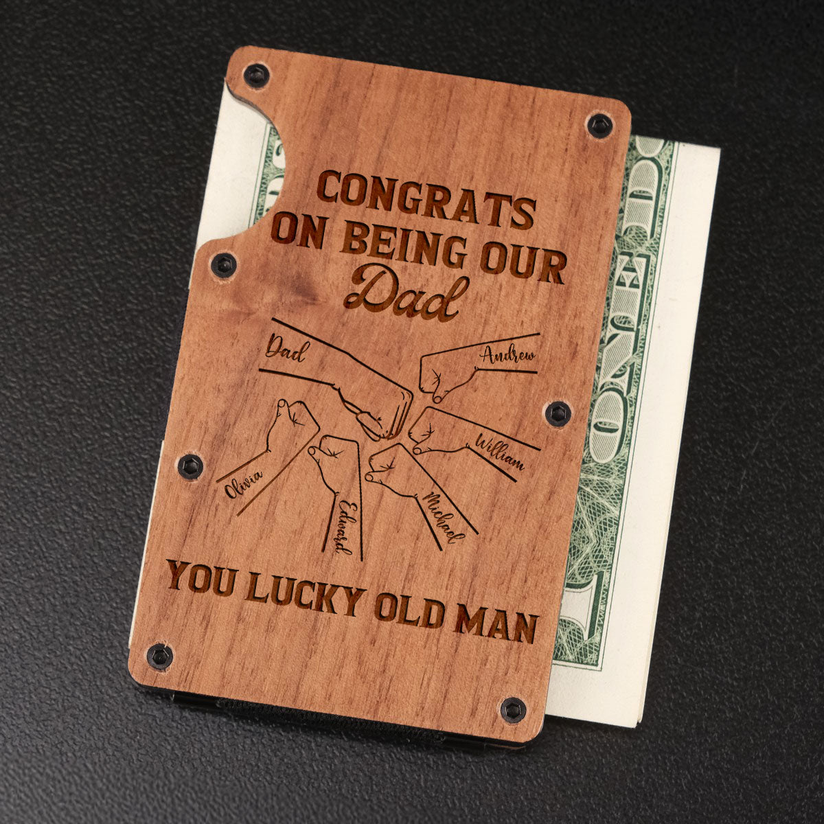 Congrats On Being My Dad - Personalized Custom Engraved Wooden Card Holder