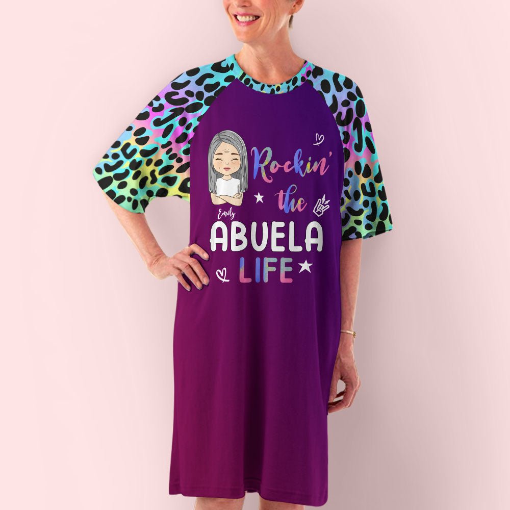 Lovely Leopard Grandma Life - Personalized Custom 3/4 Sleeve Dress