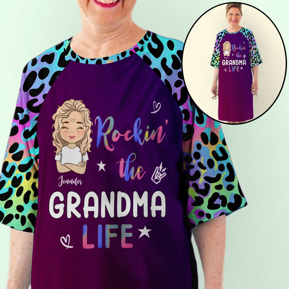 Lovely Leopard Grandma Life - Personalized Custom 3/4 Sleeve Dress