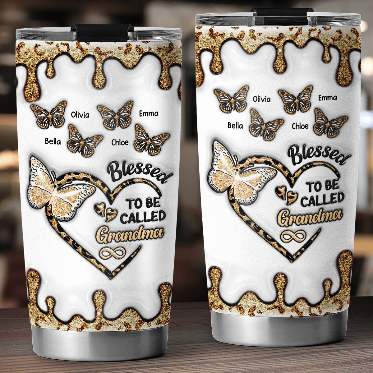 Butterfly Grammy - Personalized Custom 3D Inflated Effect Tumbler