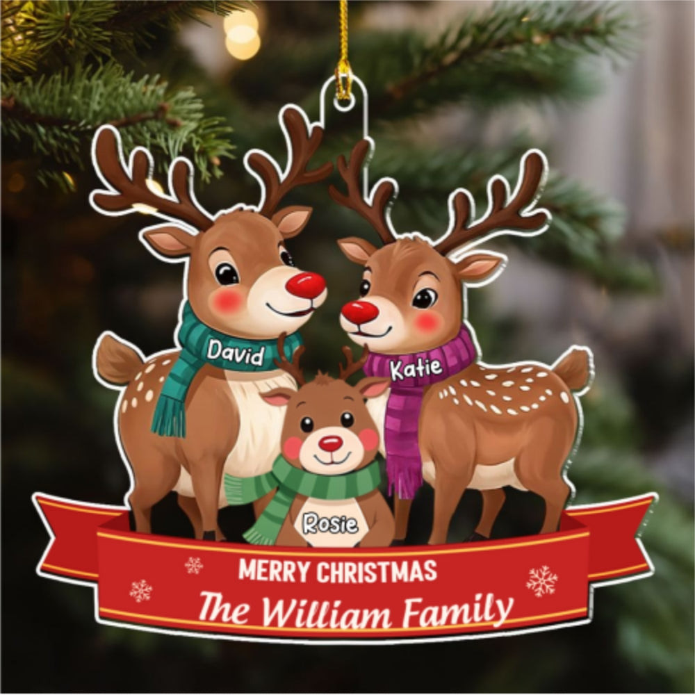 Reindeer Family - Personalized Custom Acrylic Ornament