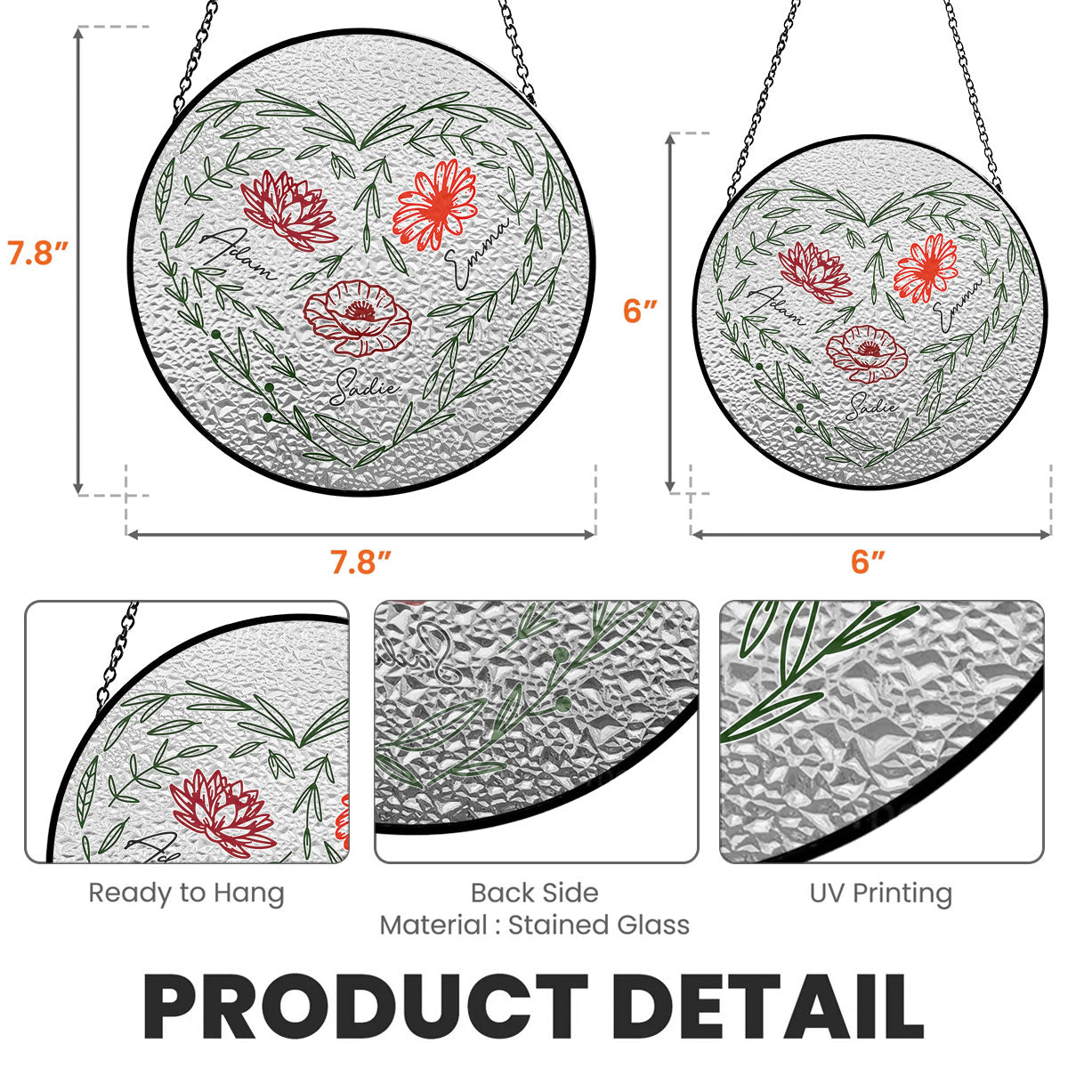 Family Flowers - Personalized Custom Window Hanging Suncatcher