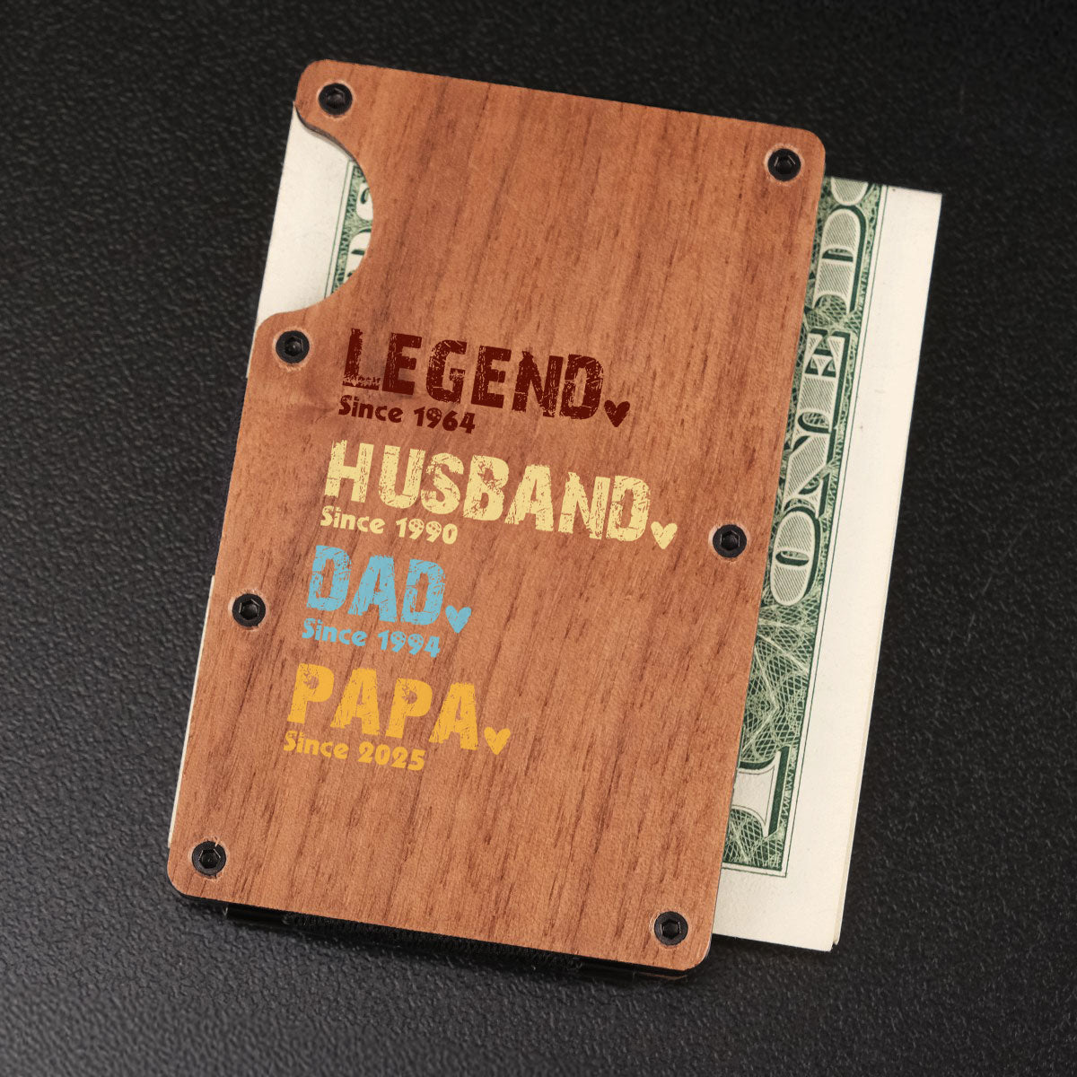 Legend Husband Dad Grandpa - Personalized Custom Wooden Card Holder