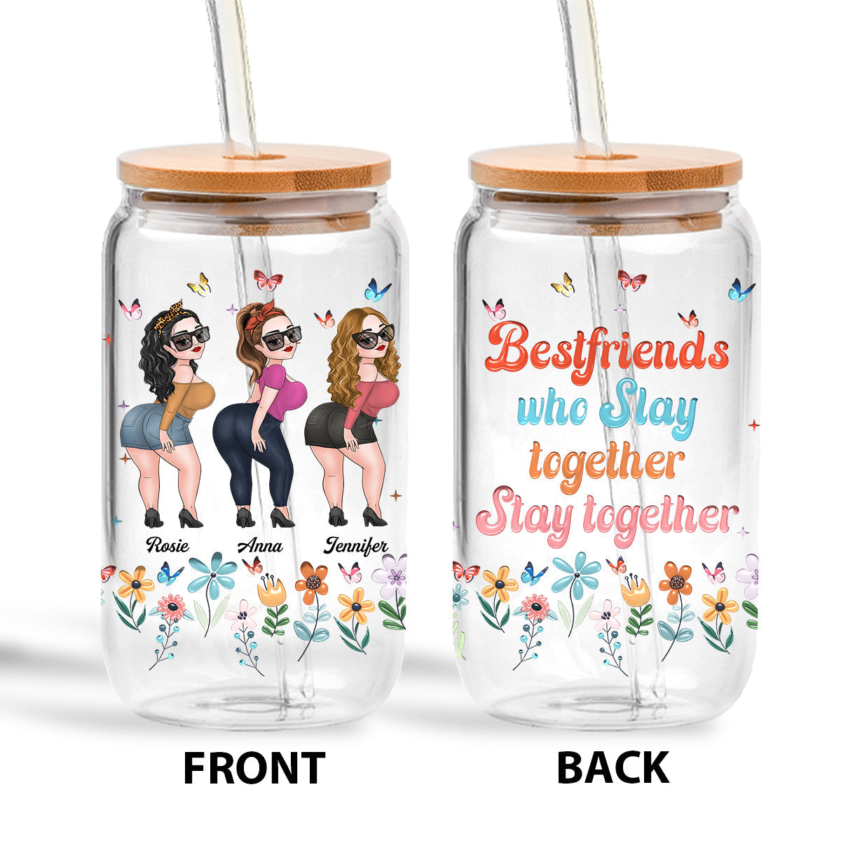 Friends Slay Together - Personalized Custom Glass Can