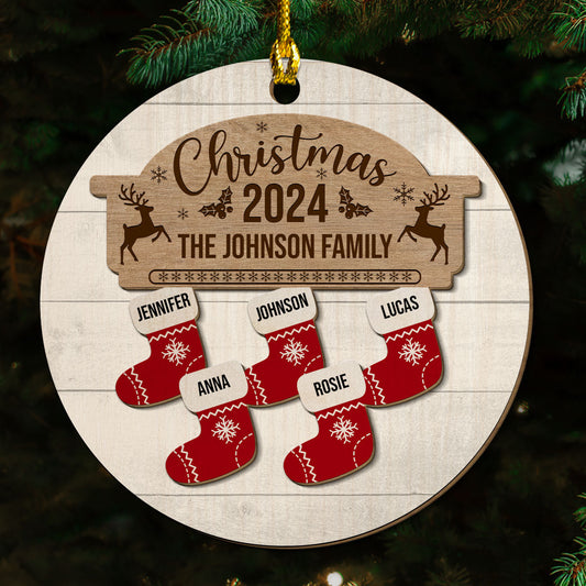 Custom Name Christmas Socks - Personalized Custom 2-layered Wood Ornament