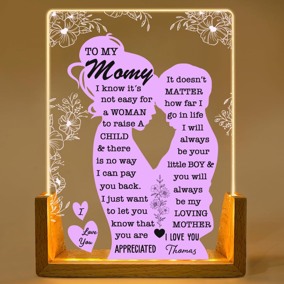 To My Mom - Personalized Custom Plaque With Walnut Base
