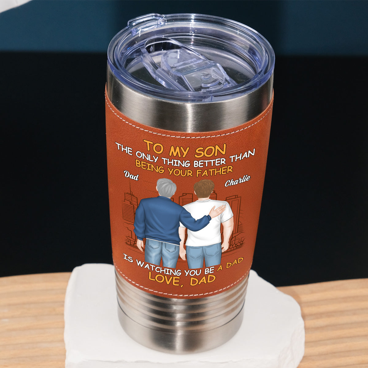 To My Son - Personalized Custom Leather Tumbler