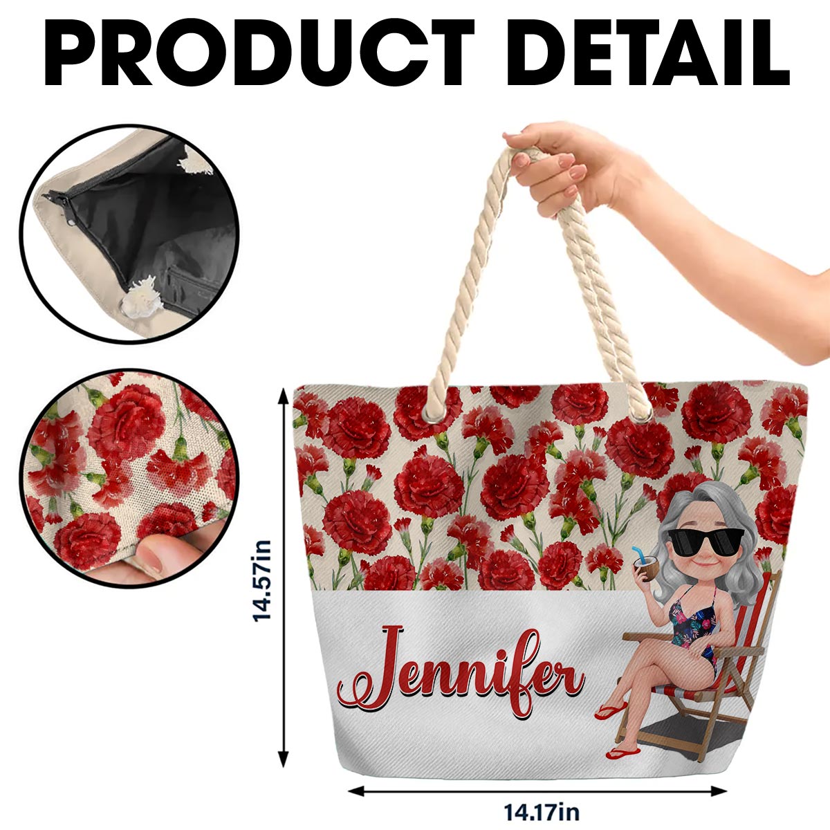 Sassy Summer Vibes - Personalized Custom Beach Bag
