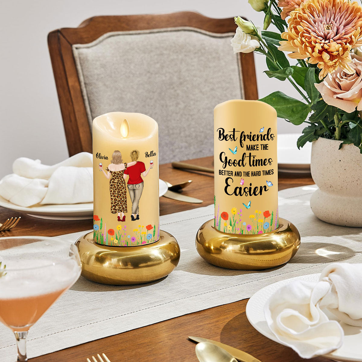 Good Times Better With Friends - Personalized Custom LED Candle