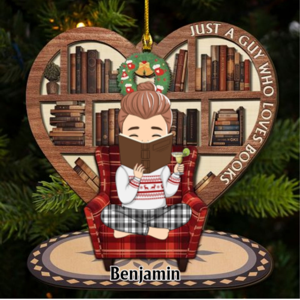 Snow Is Falling Books Are Calling - Personalized Custom Freeshape 2-Layered Wood Ornament