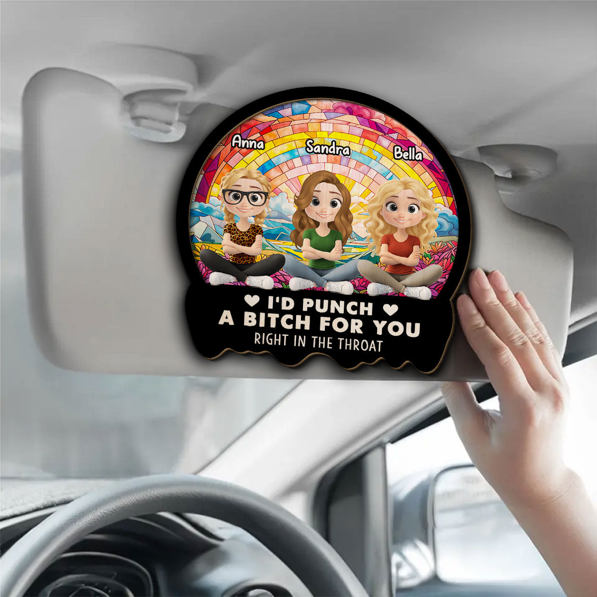 Right In The Throat Cartoonize - Personalized Custom Car Visor Clip