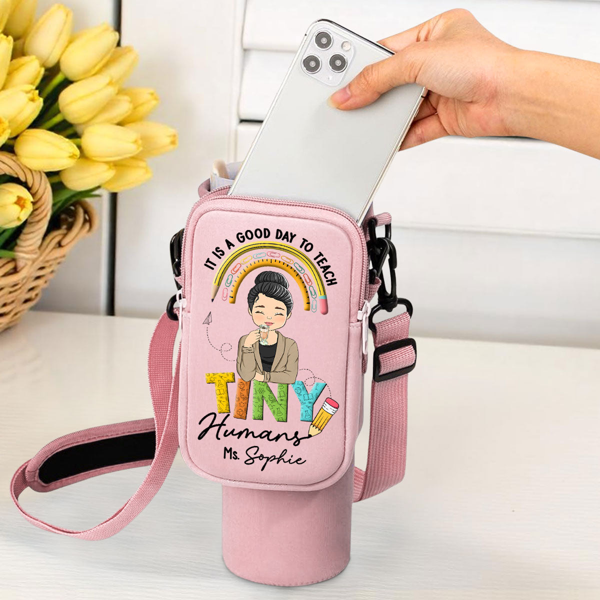 Inspiring Tiny Humans To Dream Big - Personalized Custom 40oz Water Bottle Carrier Bag