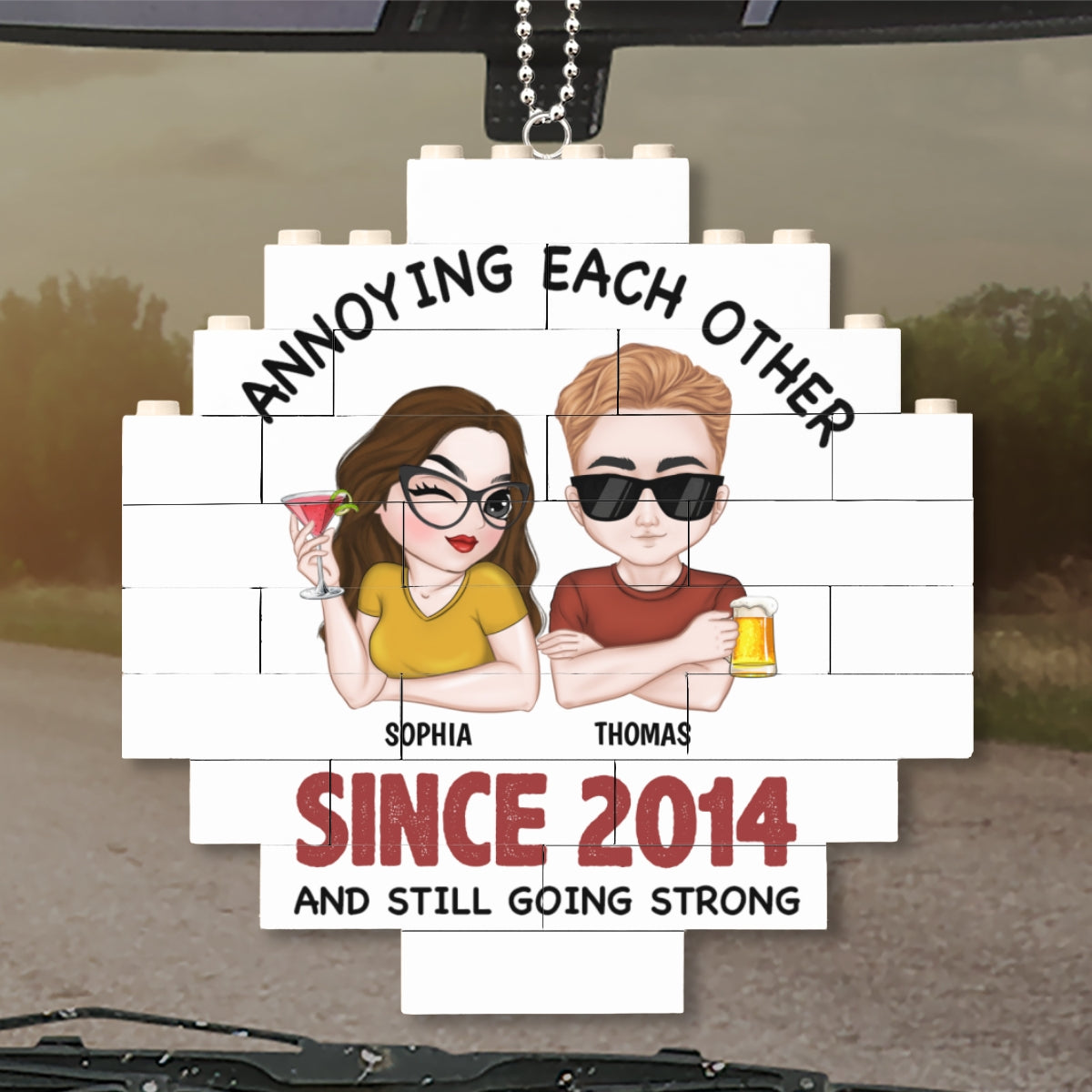 Annoying Each Other - Personalized Custom Puzzle Car Ornament