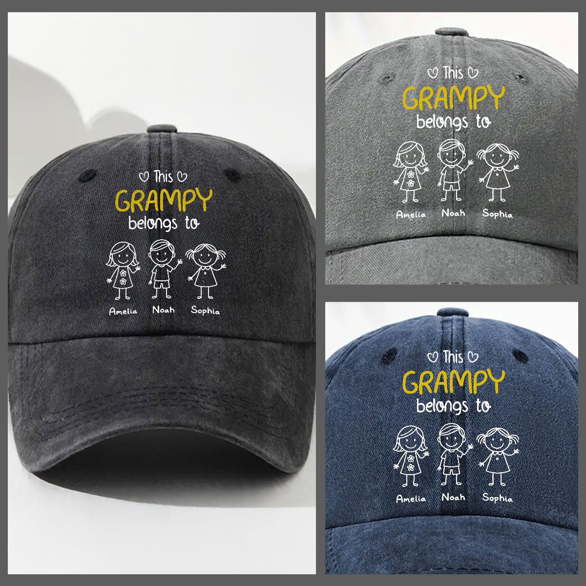This Grandpa Belongs To Us Ver 2 - Personalized Custom Vintage Washed Denim Cap