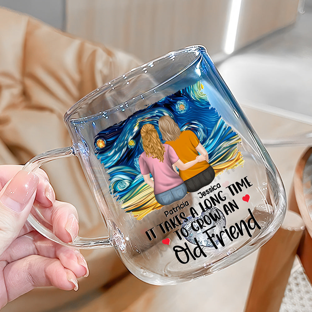 Friendship Forever - Personalized Custom Blue Gradient Glass Mug