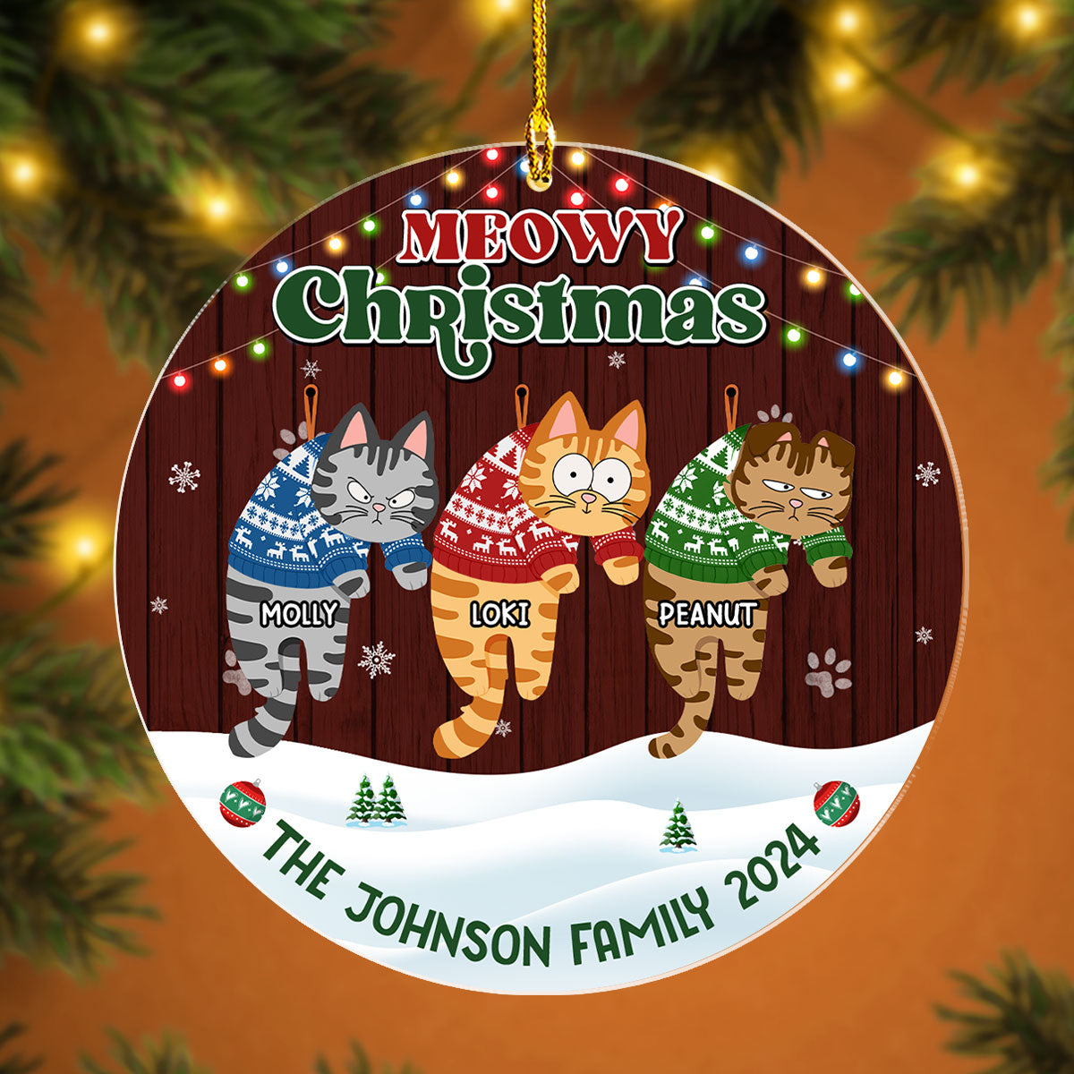 Meowy Christmas 2024 - Personalized Custom Acrylic Ornament