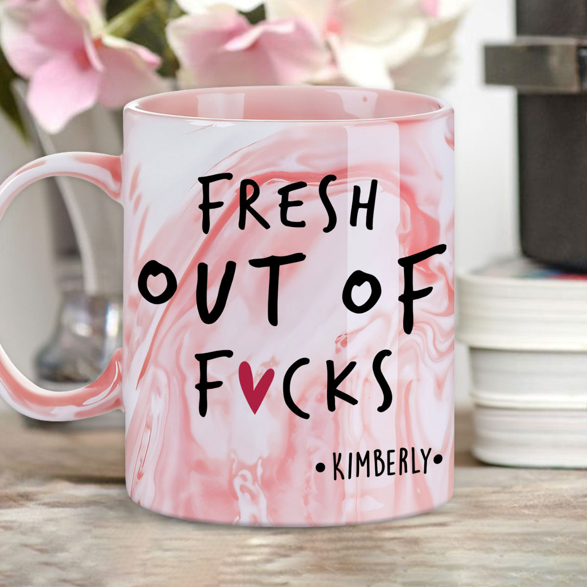 Fresh Out Of - Personalized Custom Pink Marble Mug