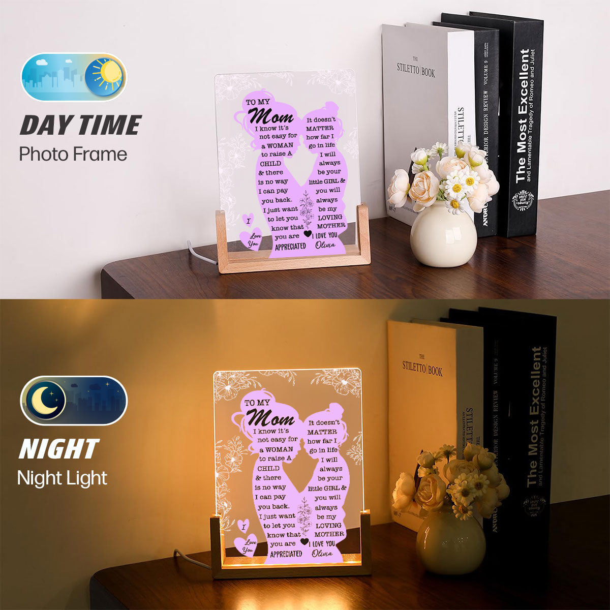 To My Mom - Personalized Custom Plaque With Walnut Base