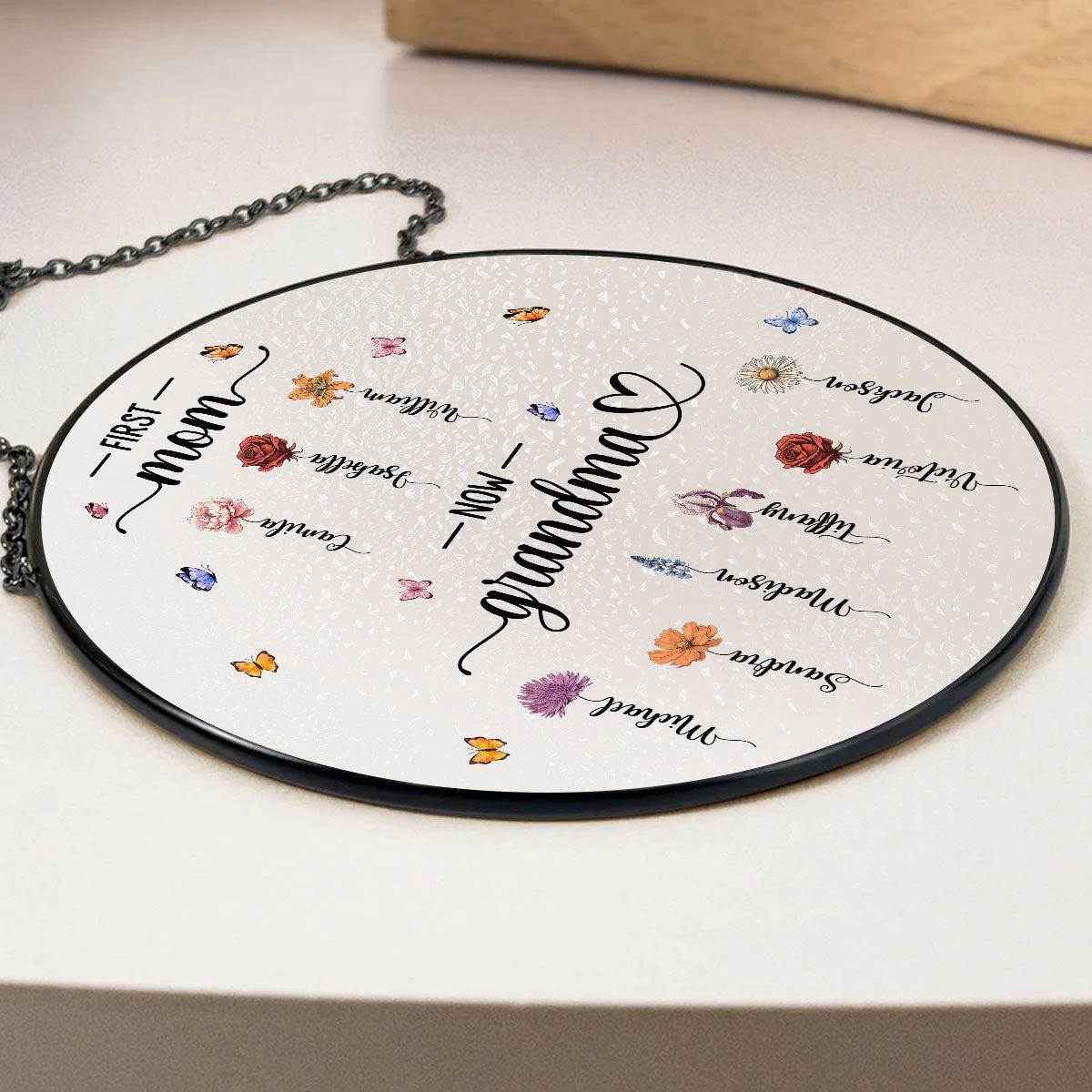 First Mom Now Grandma - Personalized Custom Window Hanging Suncatcher