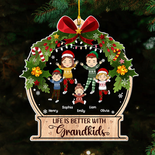 Life Is Better With Grandkids - Personalized Custom Acrylic Ornament