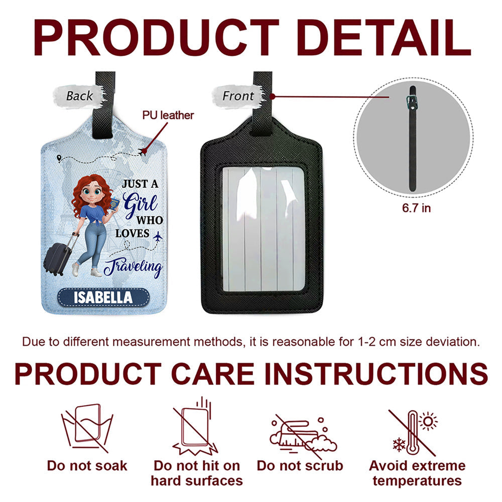 Just A Girl Who Loves Traveling Cartoonize - Personalized Custom Luggage Tag