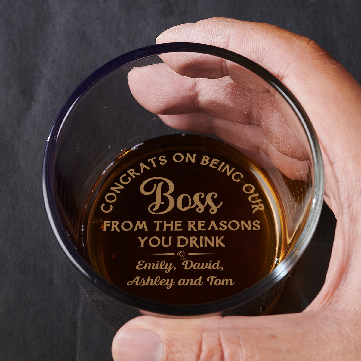 Reason You Drink Boss - Personalized Custom Engraved Whiskey Glass