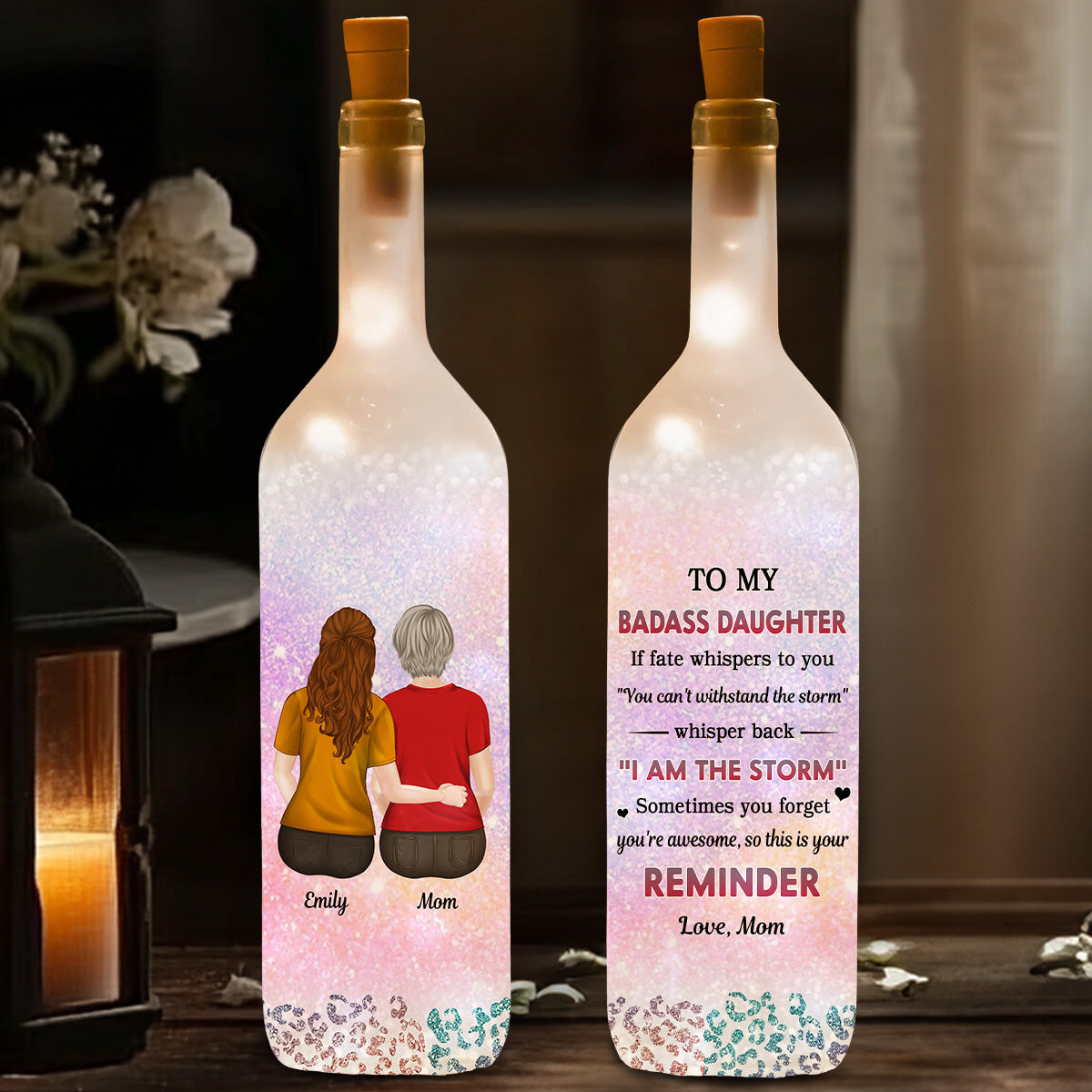 From Mom To Badass Daughter - Personalized Custom Bottle Lamp