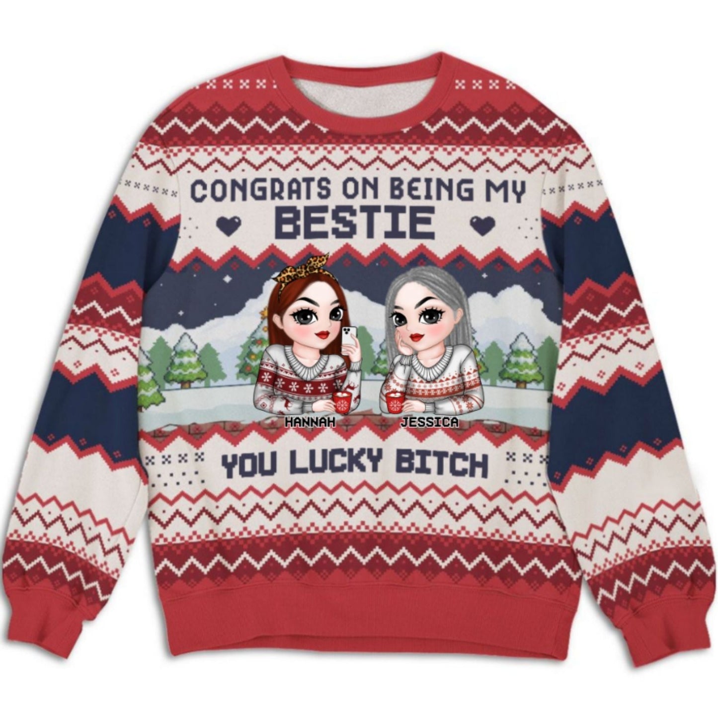 Congrats On Being My Bestie Version 2 - Personalized Custom All-Over-Print Sweatshirt