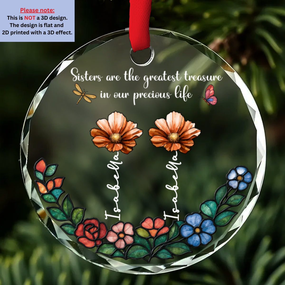 Sisters Bloom In Precious Life - Personalized Custom Glass Ornament