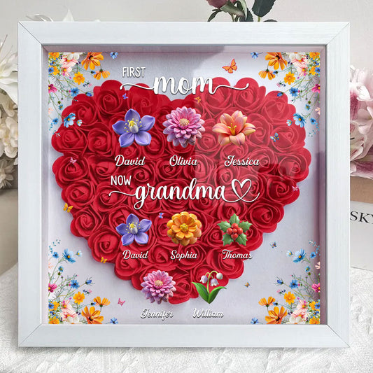 First Mom Now Mama - Personalized Custom Flower Shadow Box