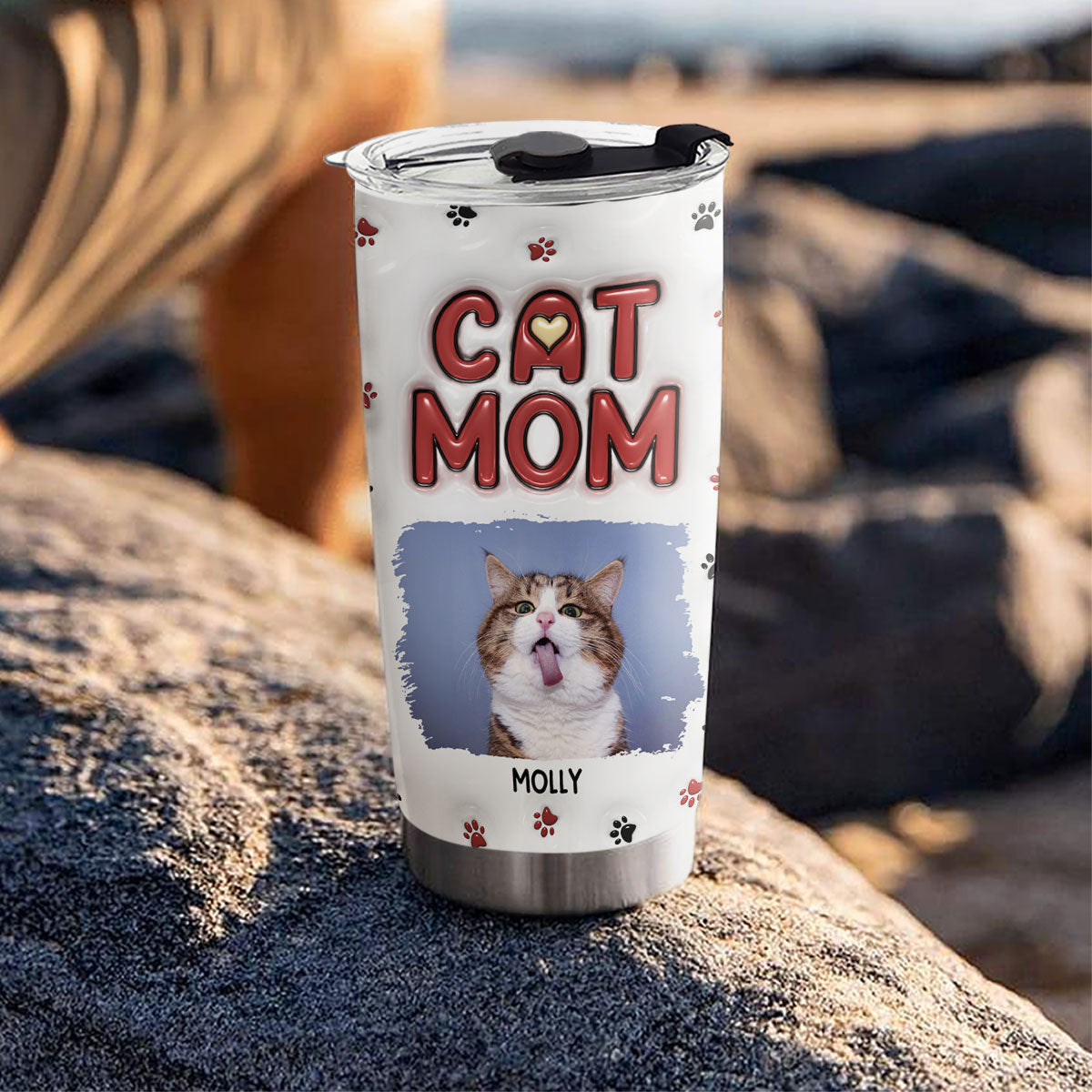 Lovely Cat Mom Photo - Personalized Custom 3D Inflated Effect Tumbler
