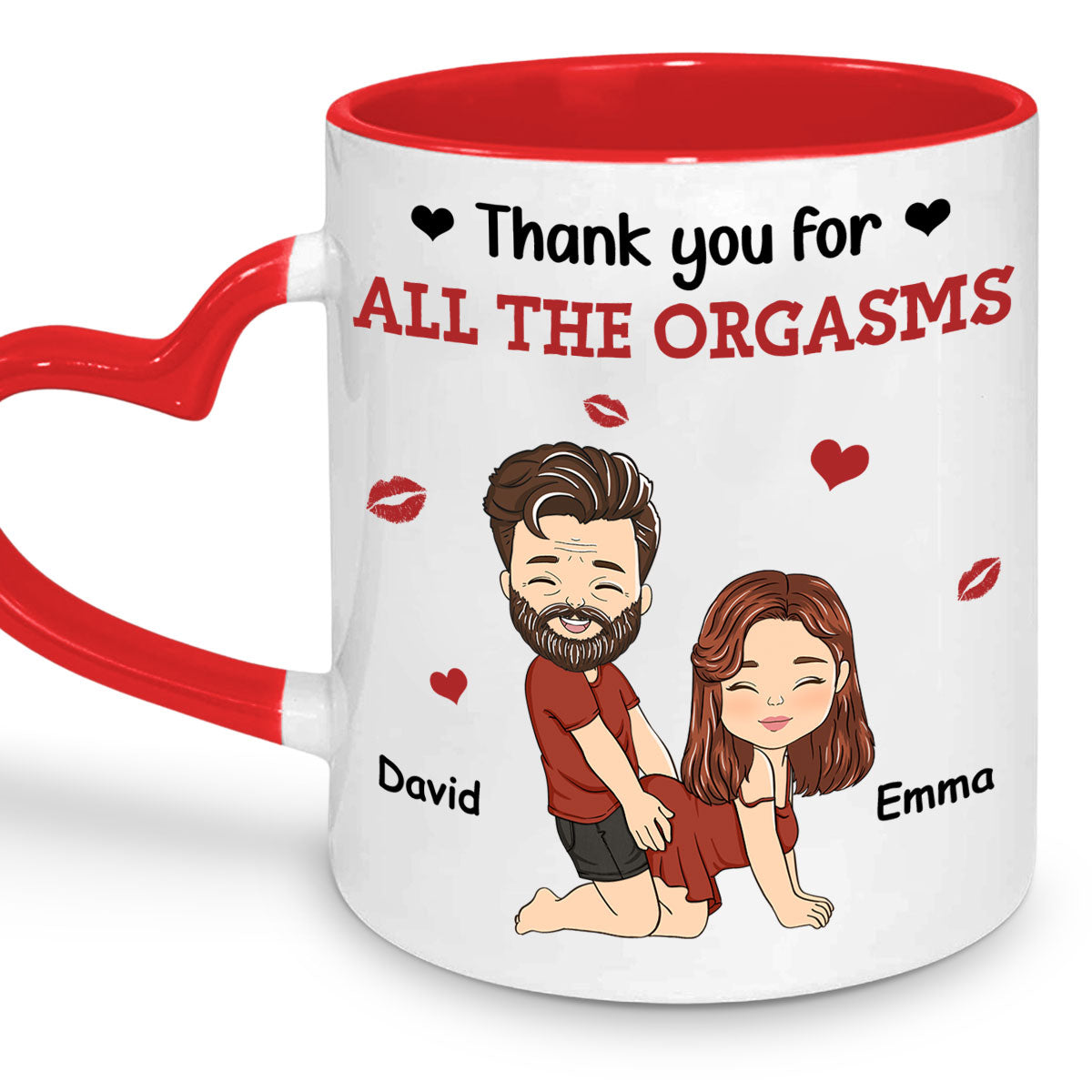 Thanks For All - Personalized Custom Heart Handle Mug